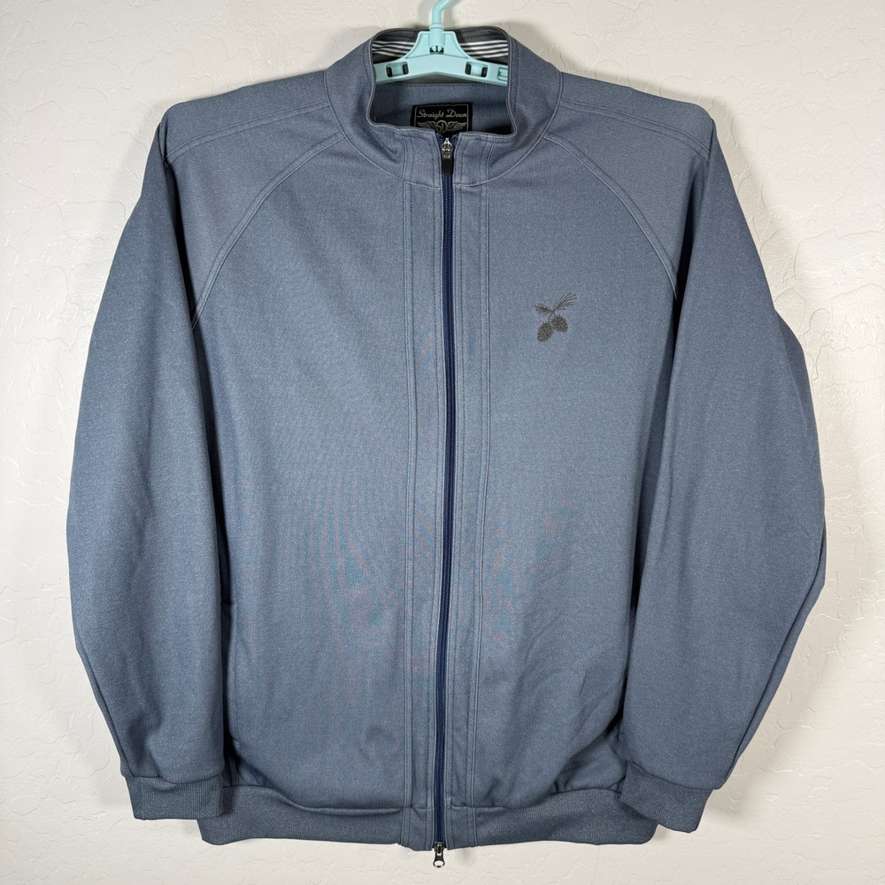 Straight Down Jacket Mens XL Blue Full Zip Golf Performance Stretch Track